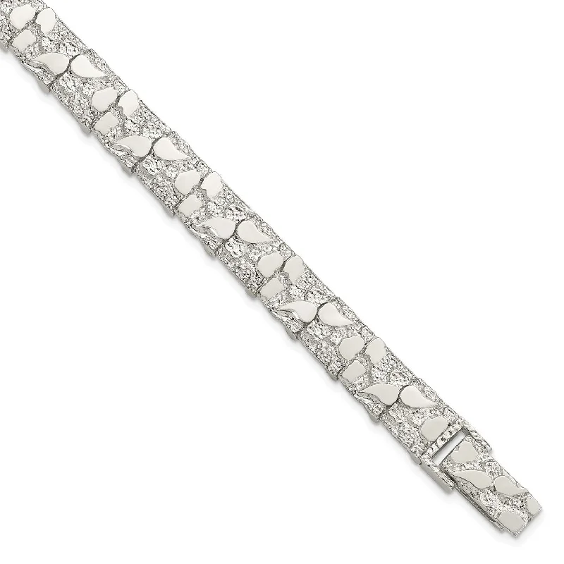 Sterling Silver 8-inch 9MM Nugget Bracelet