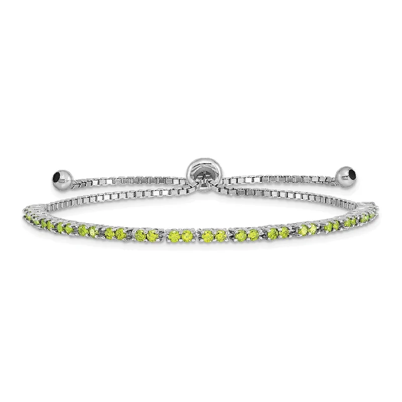 Sterling Silver Cubic Zirconia Bolo Birthstone Bracelet