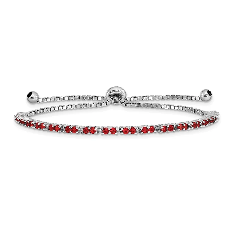 Sterling Silver Cubic Zirconia Bolo Birthstone Bracelet