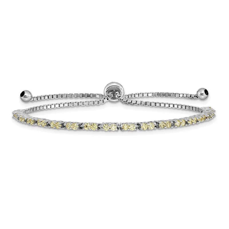 Sterling Silver Cubic Zirconia Bolo Birthstone Bracelet