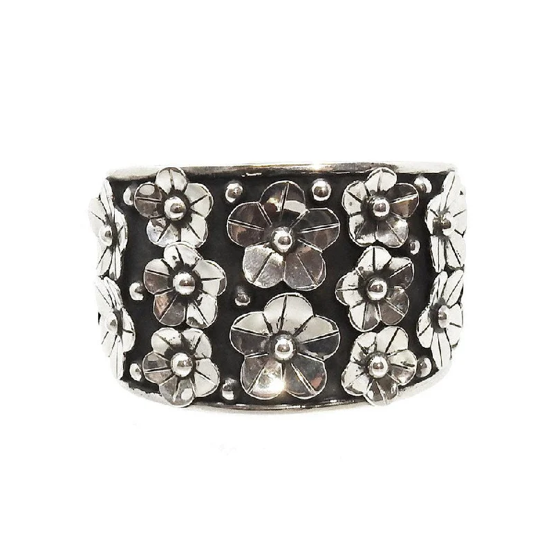 Sterling Silver Cuff with Floral Design