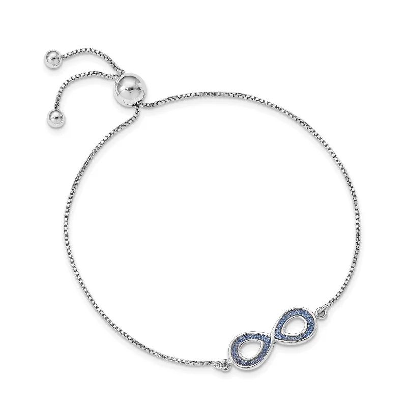 Sterling Silver Glitter Infinity Bolo Bracelet