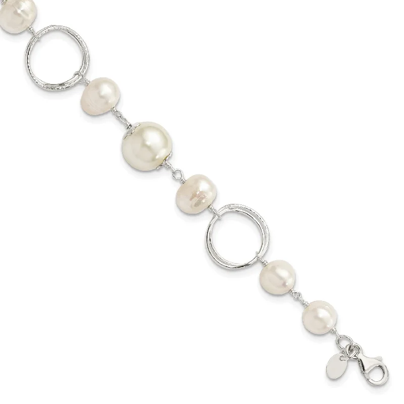 Sterling Silver Pearl 8.5-inch Lobster Clasp Bracelet