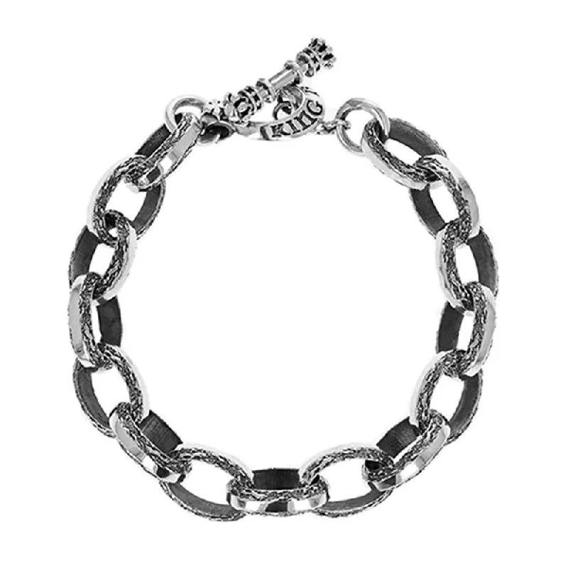 Textured Link Bracelet w/ T-Bar & Toggle