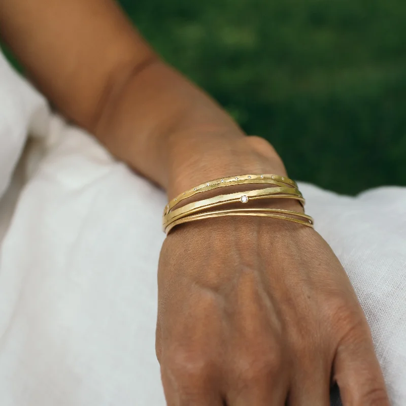 Thin Round Gold & Diamond Bangle