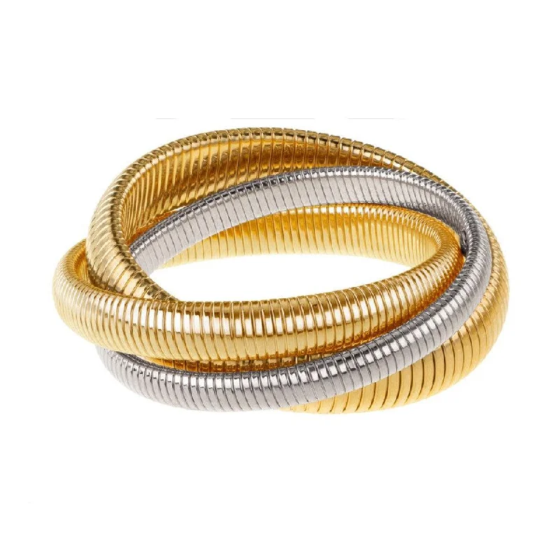 Triple Cobra Bracelet in Gold, Rhodium