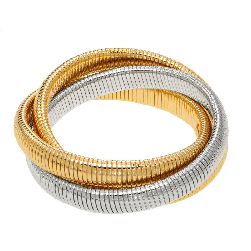 Triple Cobra Bracelet in Gold, Rhodium