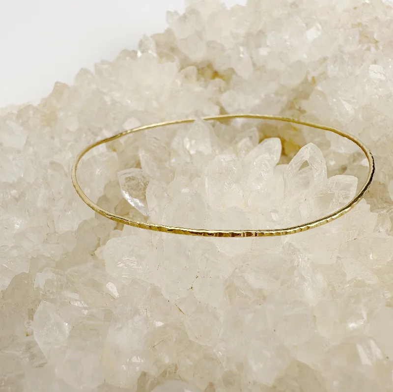 Woodgrain Hammered Gold Bangle