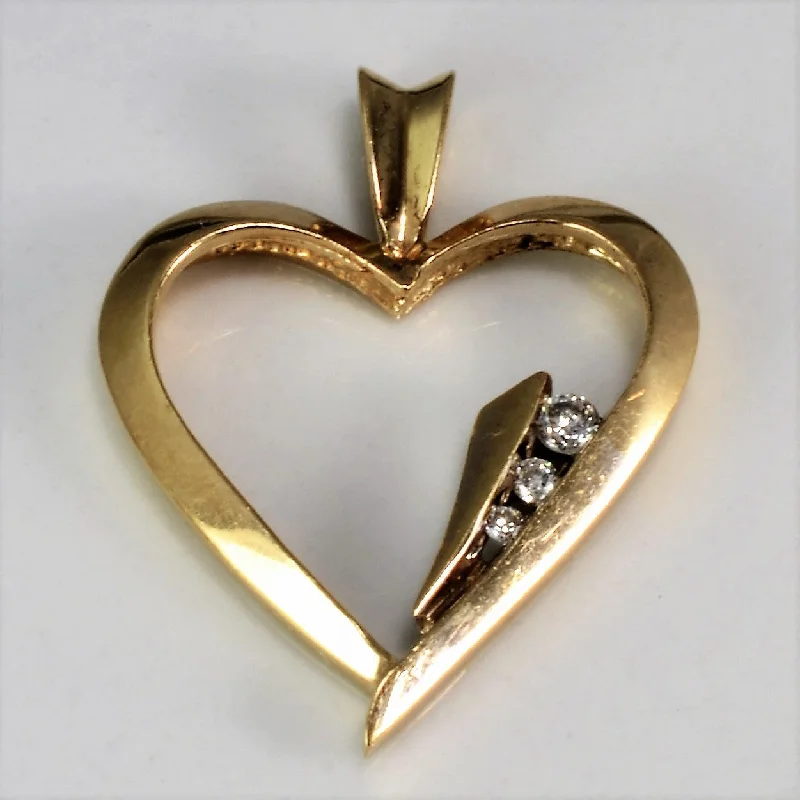 Three Stone Diamond Heart Pendant