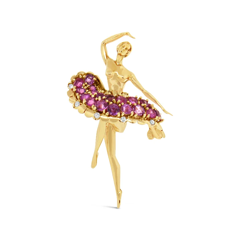 Must-Have Jewelry At Unbelievable Discounts GIA Certified Pink Sapphire Ballerina Pin