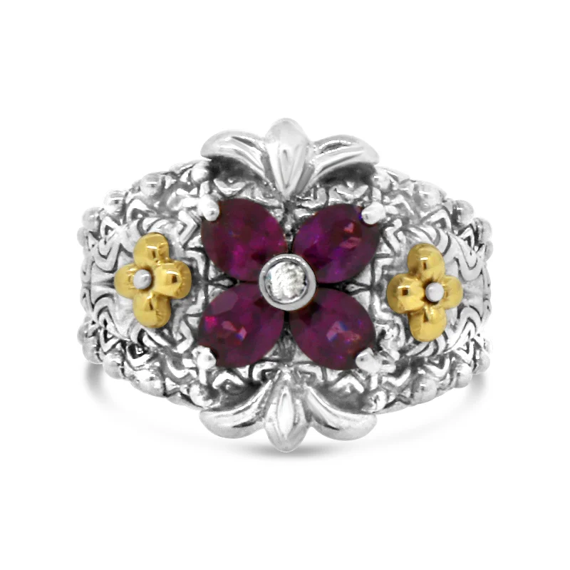 Get The Best Deals On Timeless Jewelry Pieces Barbara Bixby Rhodolite Garnet Silver and 18k Gold Ring