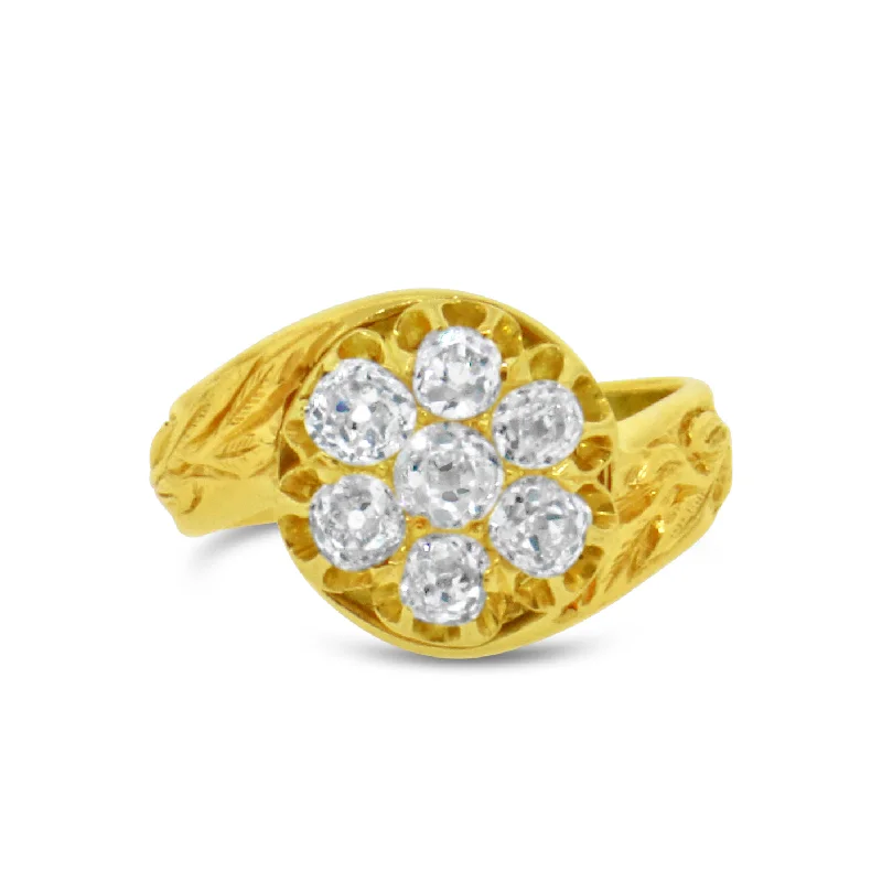 Unmissable Discounts On Timeless Jewelry Pieces Old Mine Cut Diamond Cluster Ring in 14k Yellow Gold