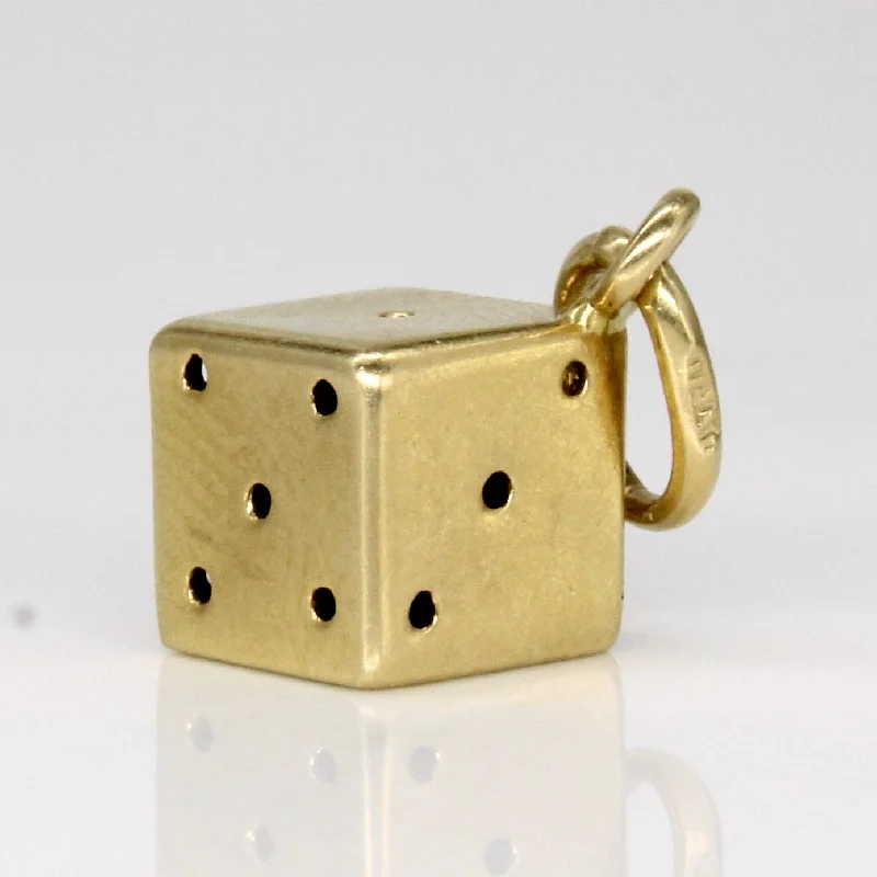 14k Yellow Gold Dice Charm