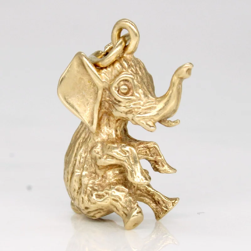 14k Yellow Gold Elephant Charm