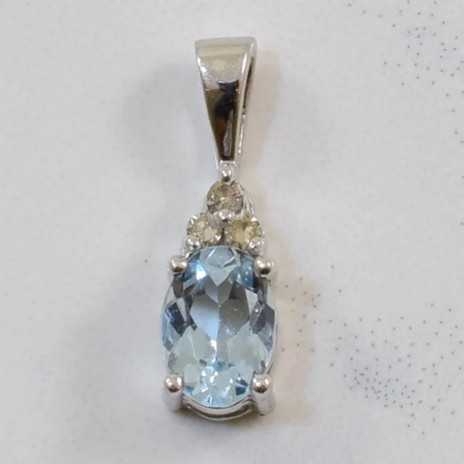 Aquamarine & Diamond Pendant | 0.45ct, 0.03ctw |