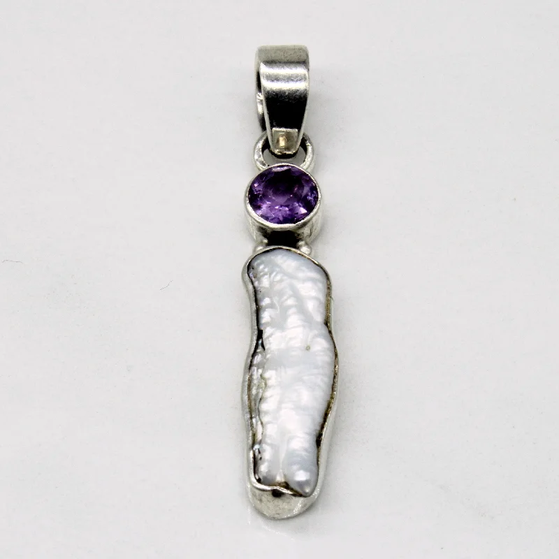 Baroque Pearl & Amethyst Drop Pendant | 0.50ct |