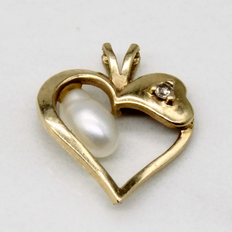 Baroque Pearl & Diamond Heart Pendant | 0.01ct |