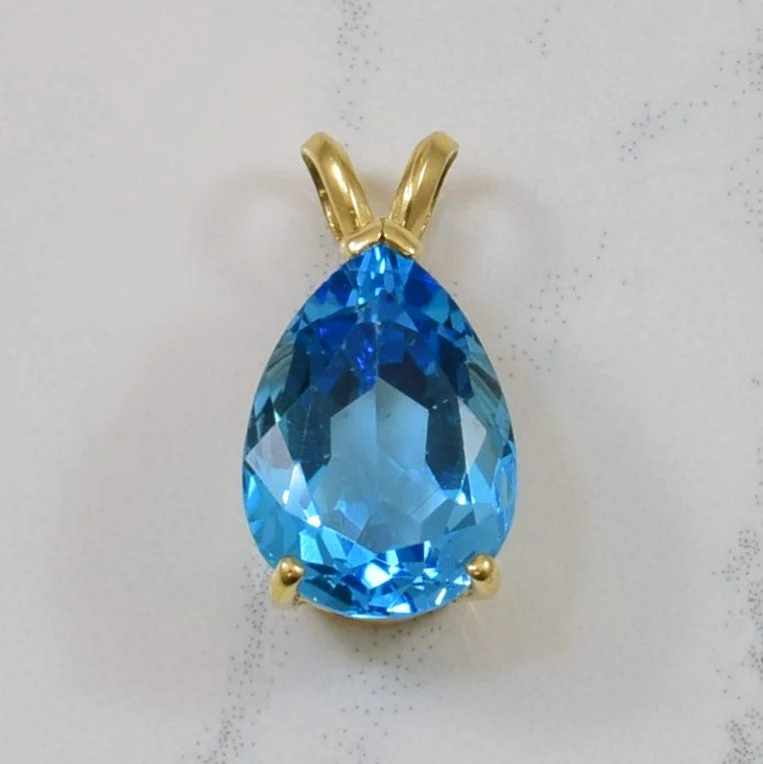 Pear Cut Blue Topaz Pendant | 6.00ct |