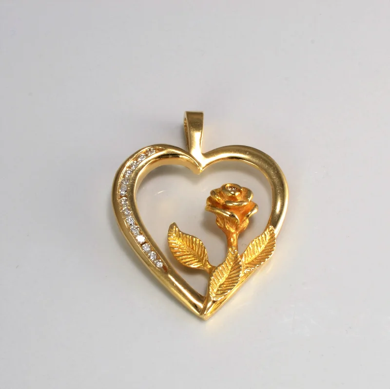 Channel Diamond Floral Heart Pendant | 0.15 ctw |