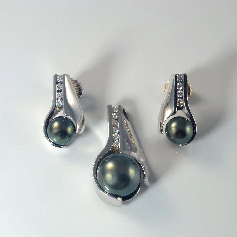 Tahitian Pearl & Diamond Set | 0.73ctw |