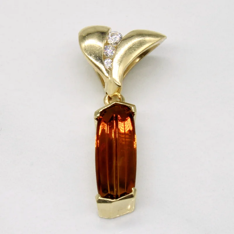 Citrine & Diamond Drop Pendant | 3.20ct, 0.10ctw |