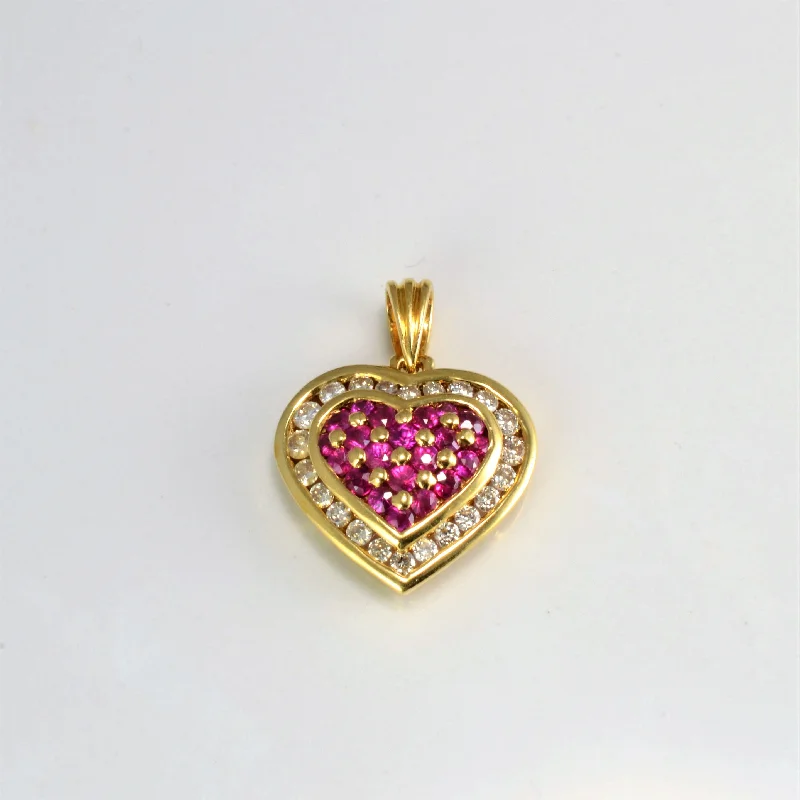 Cluster Set Ruby & Diamond Heart Pendant | 0.28 ctw |