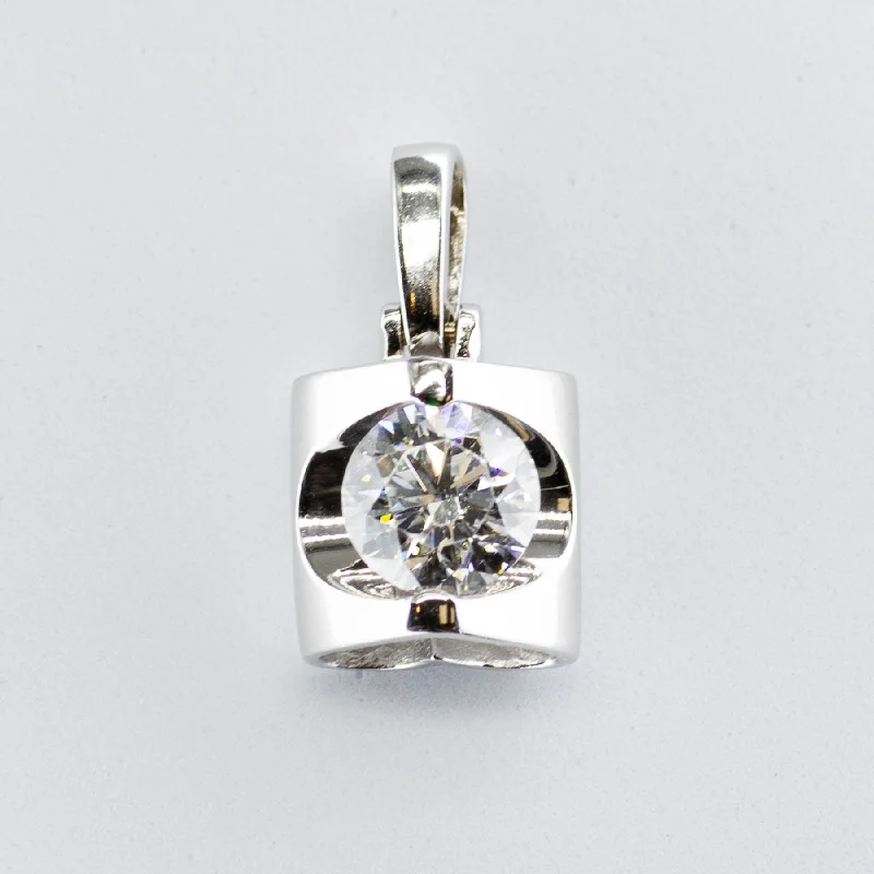 GIA Certified 18k White Gold Diamond Pendant | 0.76ct