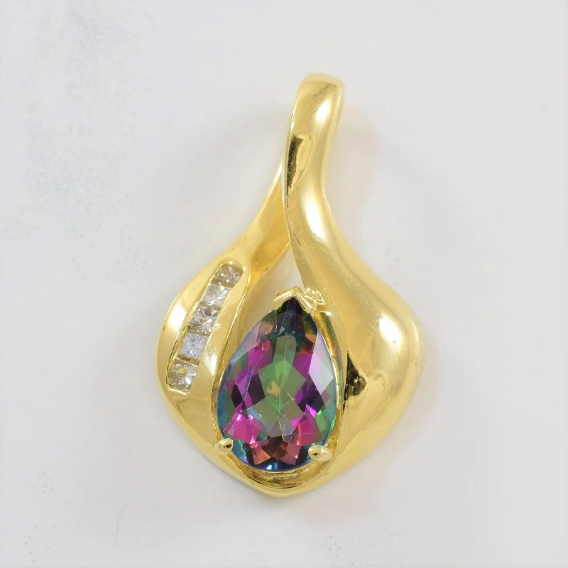 Diamond & Mystic Topaz Drop Pendant | 0.17ctw, 2.50ct |