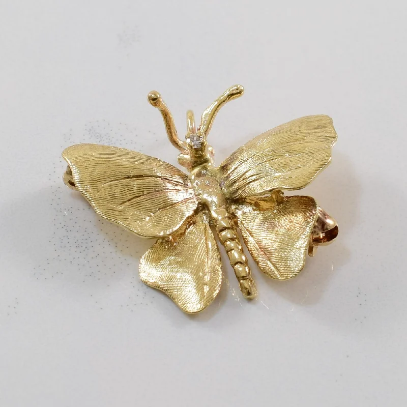 Diamond Butterfly Convertible Brooch/Pendant | 0.01ct |