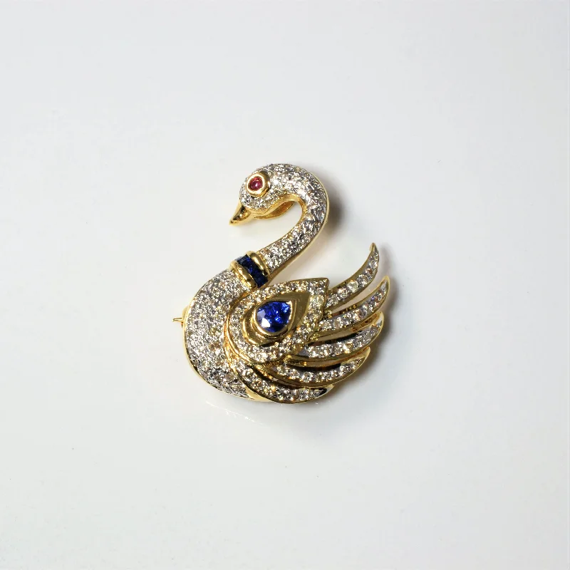 Convertible Multi Gem Swan Pendant/Brooch | 0.03ct, 0.60ctw, 1.00ctw |