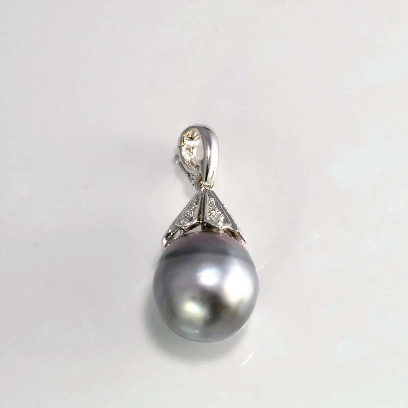 Drop Pearl & Diamond Pendant | 0.05 ctw |