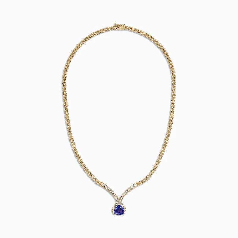 Modern Jewelry At Exclusive Discounts – Shop Today Nahla Siri 14K Yellow Gold Tanzanite and Diamond Necklace, 3.66 TCW