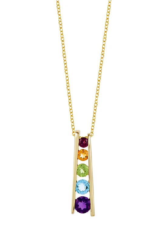 Flash Sale On Elegant Jewelry – Don't Miss Out Mosaic 14K Yellow Gold Multi Gemstone Pendant, 1.40 TCW