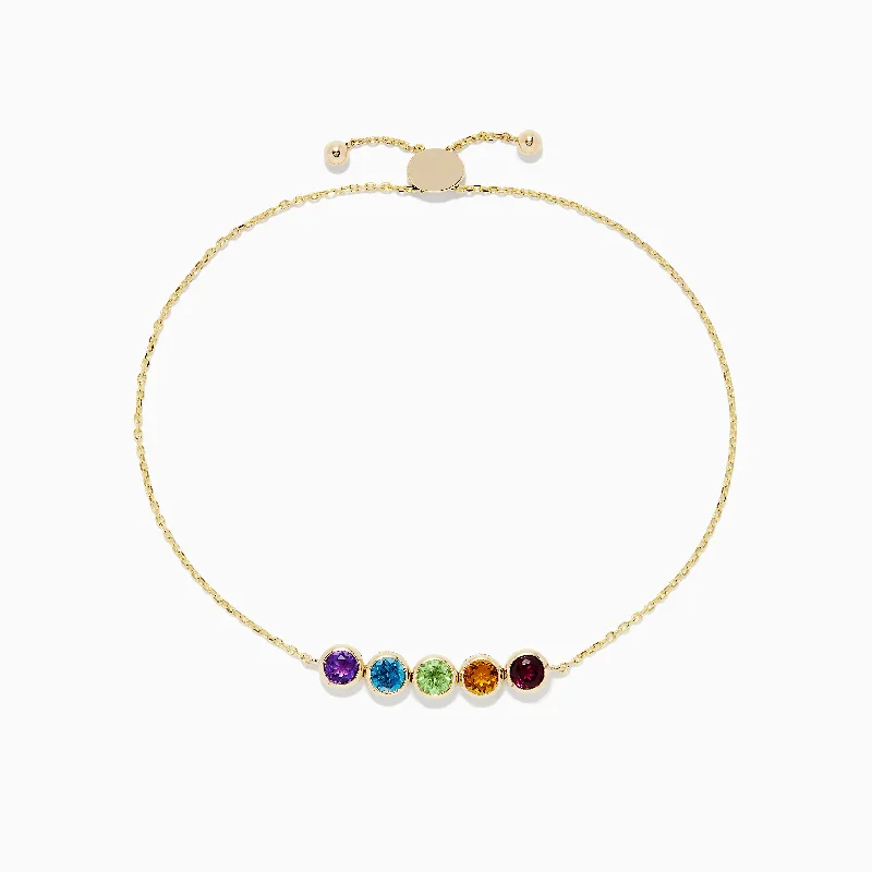 Premium Diamond Jewelry At Once-In-A-Lifetime Discounts Mosaic Gold 14K Yellow Gold Multi Gemstone Bracelet