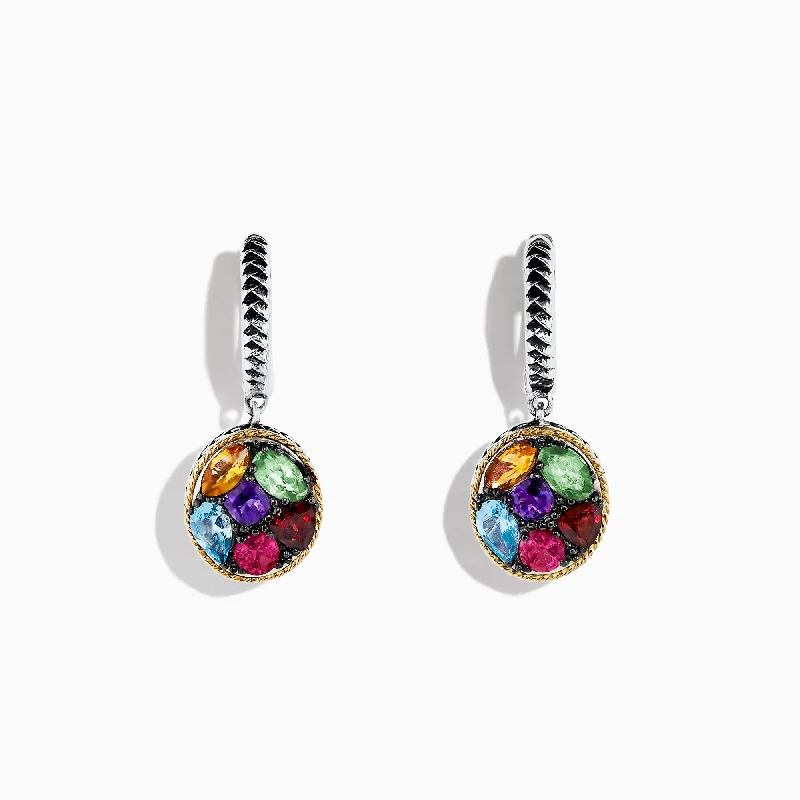 Unmissable Deals On Handmade Jewelry Collections Mosaic Sterling Silver & 18K Gold Multi Gemstone Earrings, 2.75 TCW