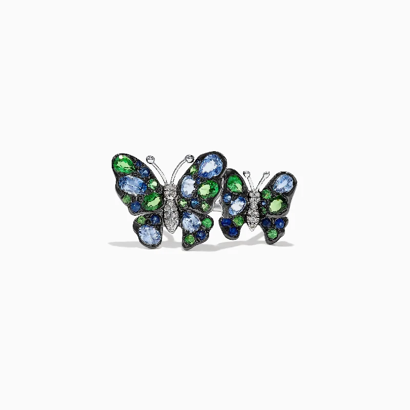 Last Chance To Grab Your Favorite Jewelry At A Discount Nature 14K Gold Sapphire, Tsavorite & Diamond Butterfly Ring, 3.46 TCW