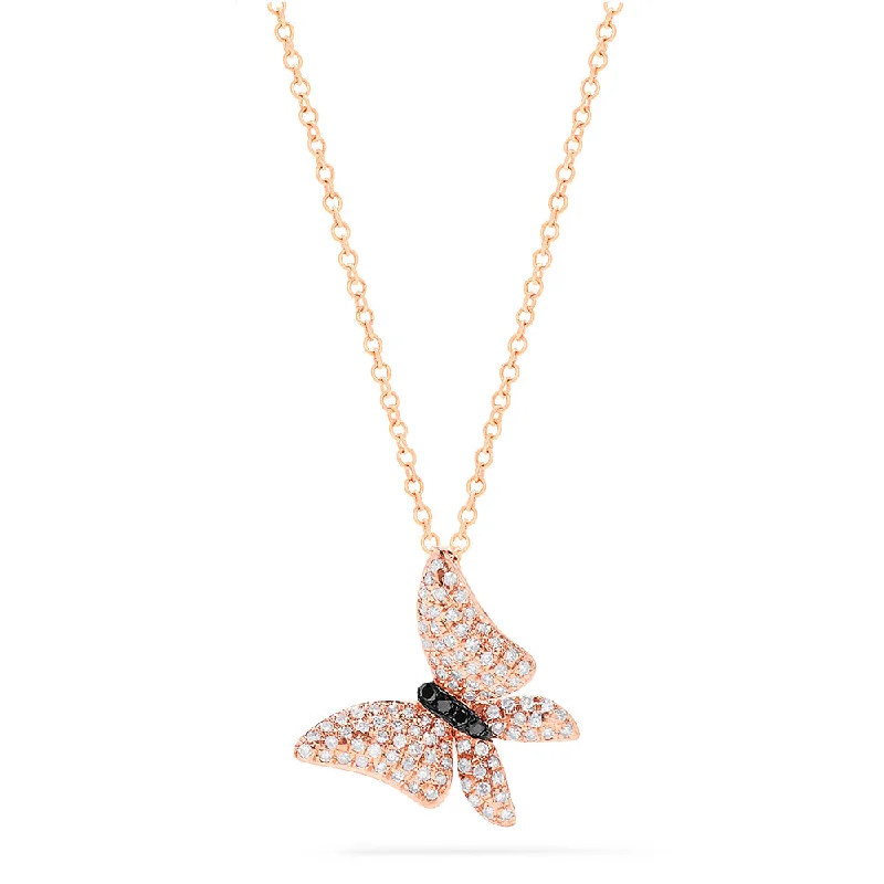 Shop Fine Jewelry With Exclusive Savings Nature 14K Rose Gold Diamond Butterfly Pendant, 0.41 TCW