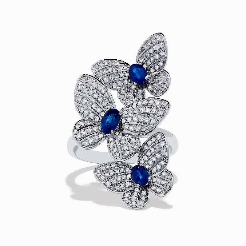 Celebrate With Sparkle – Jewelry Sale Now Live Nature 14K White Gold Blue Sapphire and Diamond Butterfly Ring