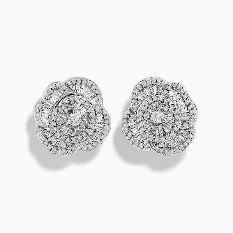 High-End Jewelry, Now More Affordable Than Ever Nature 14K White Gold Diamond Flower Earrings