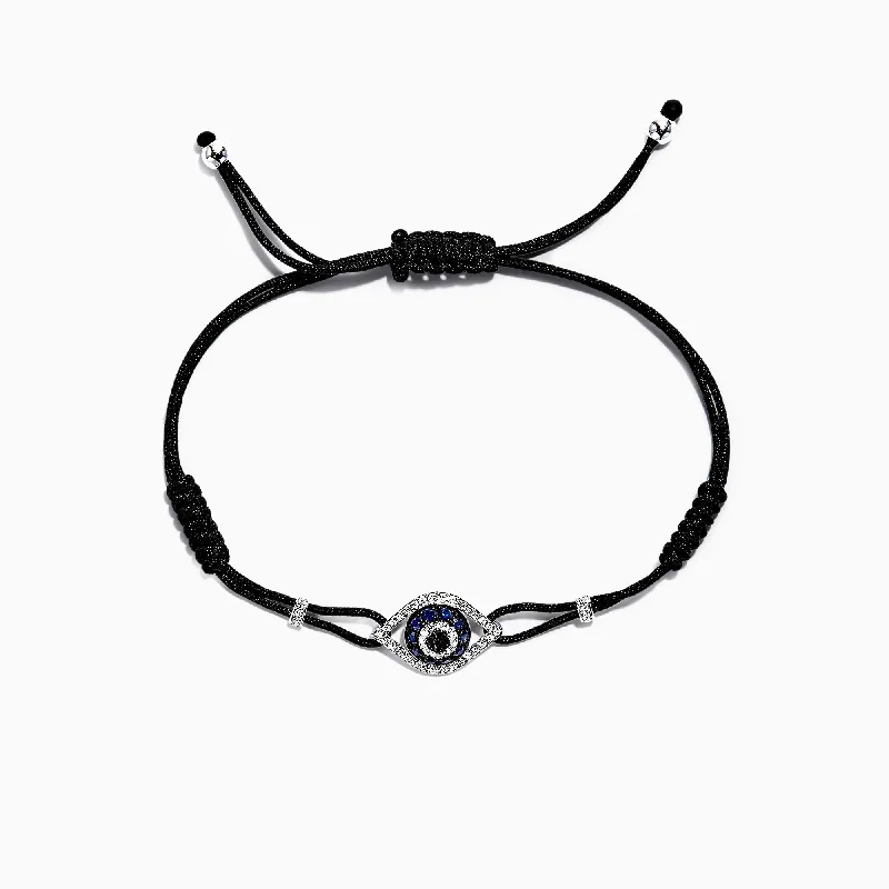 Celebrate Every Occasion With Sparkling Savings Novelty 14K Gold Sapphire & Diamond Evil Eye String Bracelet, 0.56 TW