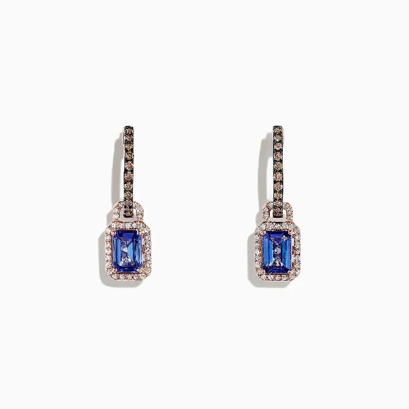 Affordable Glamour – Premium Jewelry For Less Nahla Siri 14K Rose Gold Tanzanite and Diamond Earrings, 2.22 TCW