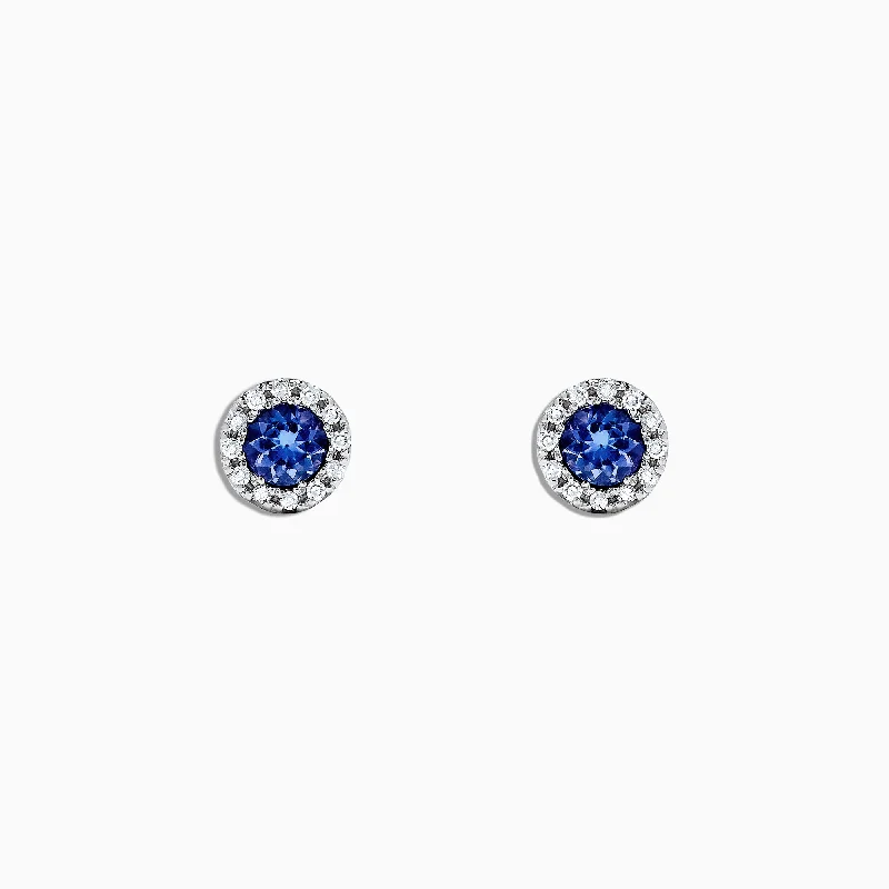 Luxury Jewelry Sale – Sparkle For Less Nahla Siri 14K White Gold Tanzanite and Diamond Studs, 0.98 TCW