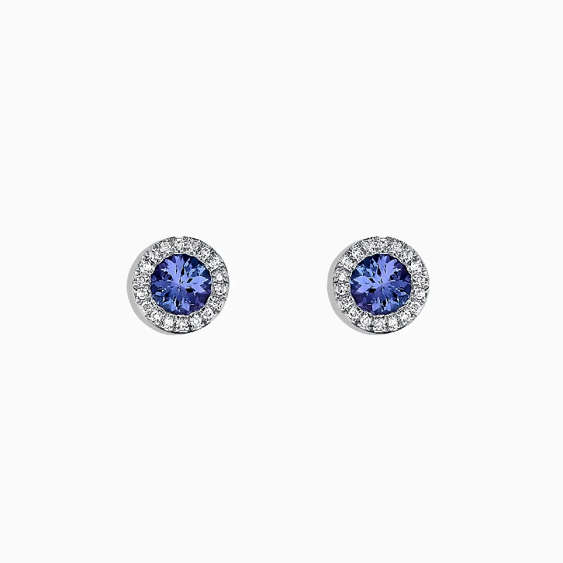 Delicate Crystal Jewelry For Sophisticated Charm Nahla Siri 14K White Gold Tanzanite & Diamond Earrings, 0.88 TCW