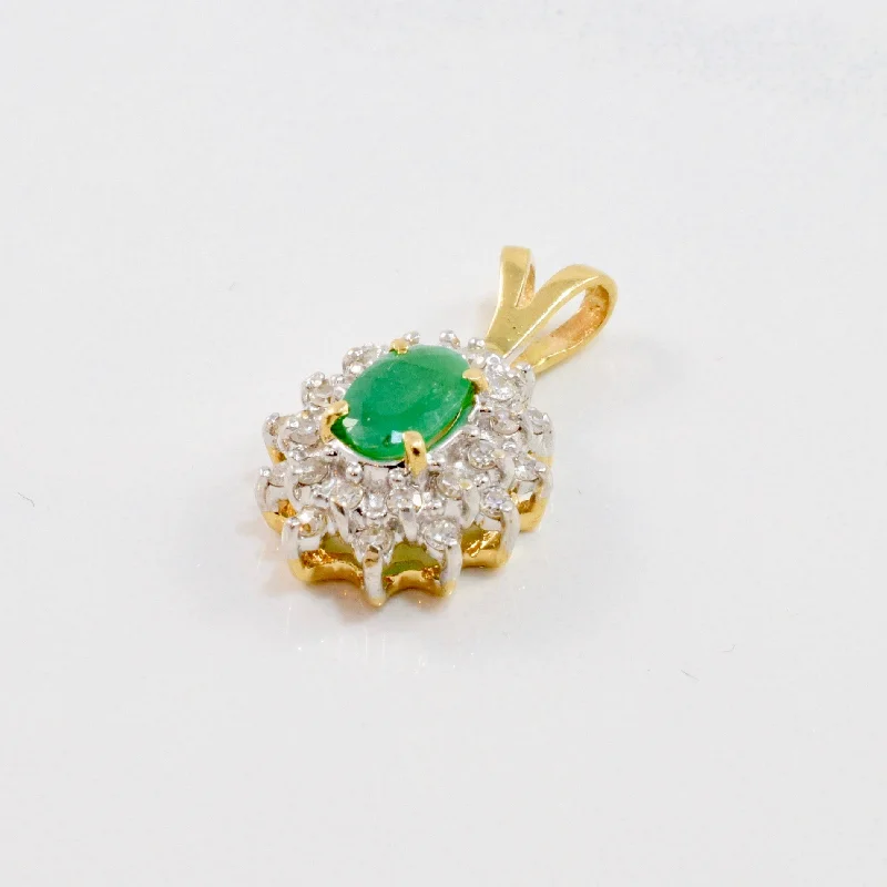 Emerald and Diamond Halo Pendant | 0.20 ctw | item not in box 10/26/2021 CL