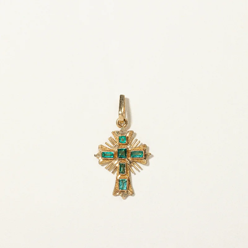 Emerald Cross Pendant | 0.32ctw |