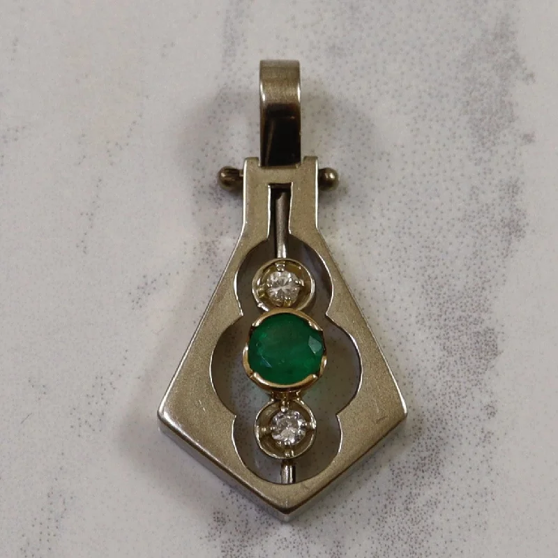 Emerald & Diamond Cut Out Drop Pendant | 0.08ctw, 0.40ct |