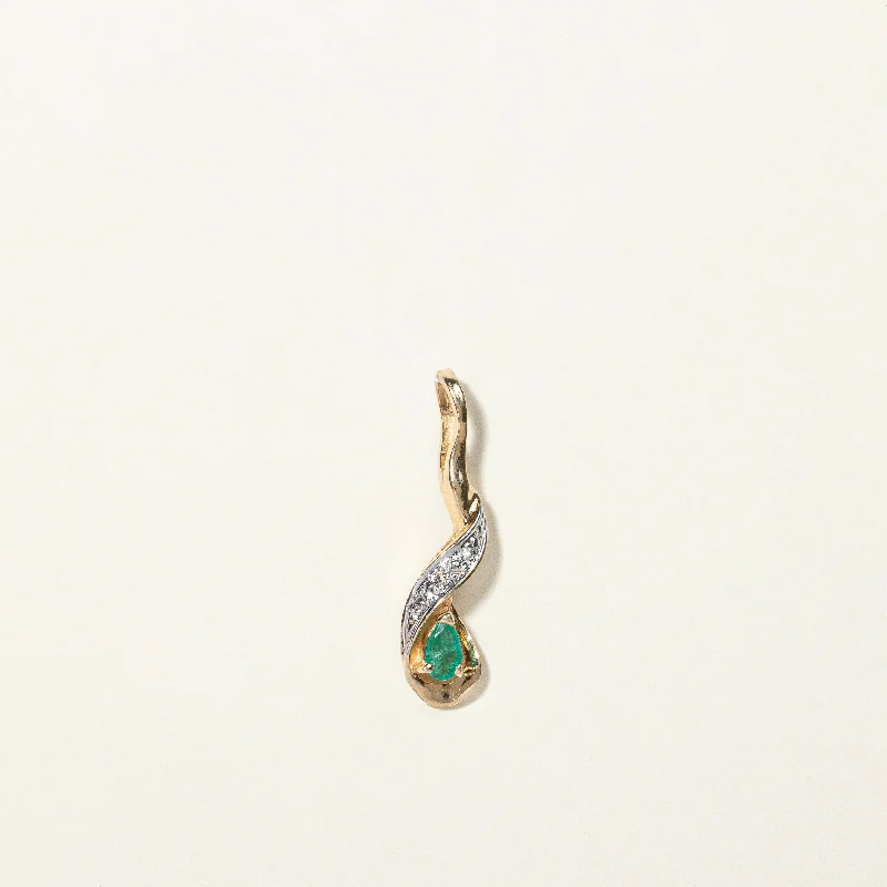 Emerald & Diamond Drop Pendant | 0.08ct, 0.02ctw |