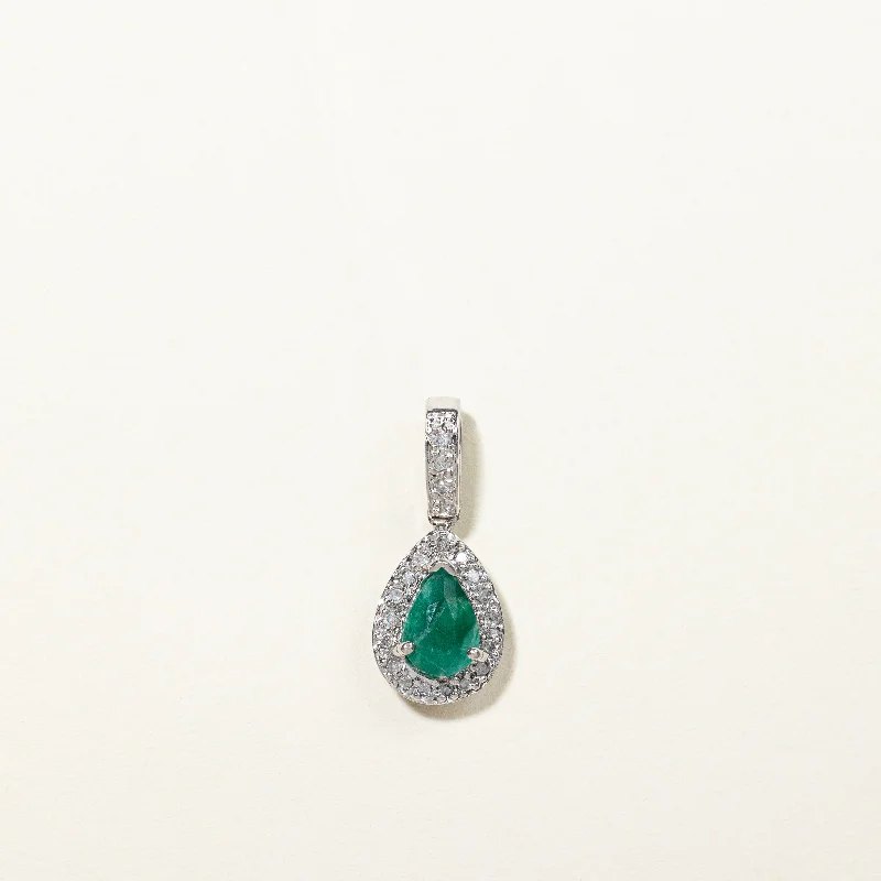 Emerald & Diamond Drop Pendant | 0.65ct, 0.06ctw |