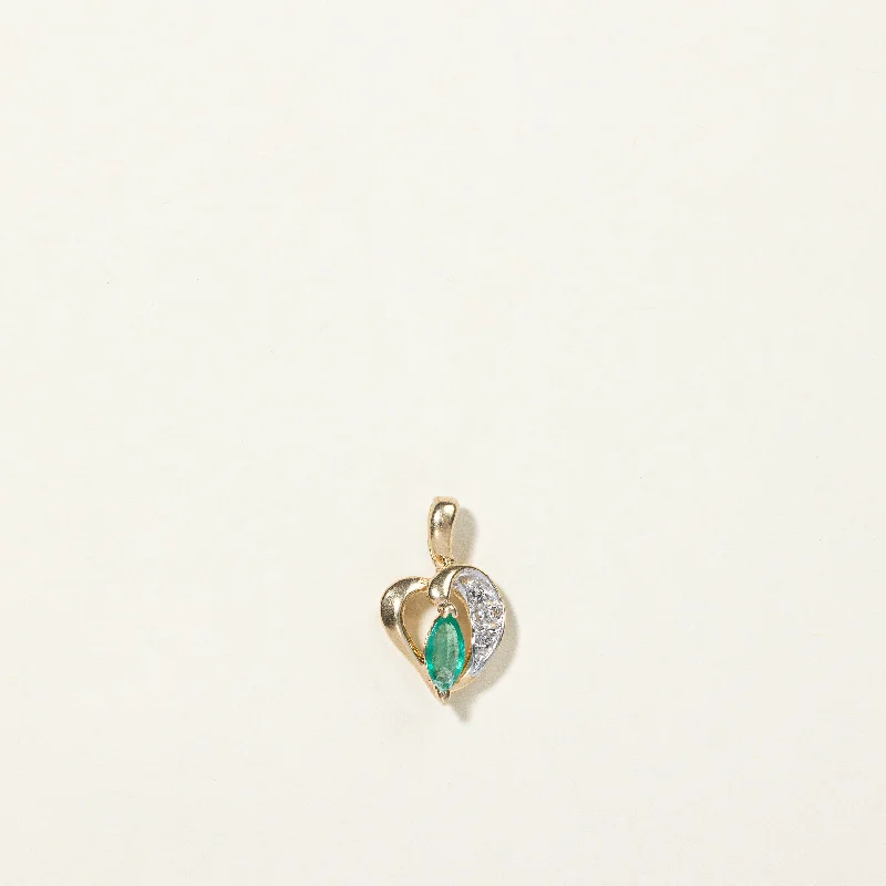 Emerald & Diamond Heart Pendant | 0.10ct, 0.01ctw |