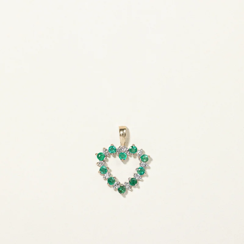 Emerald & Diamond Heart Pendant | 0.20ctw, 0.10ctw |